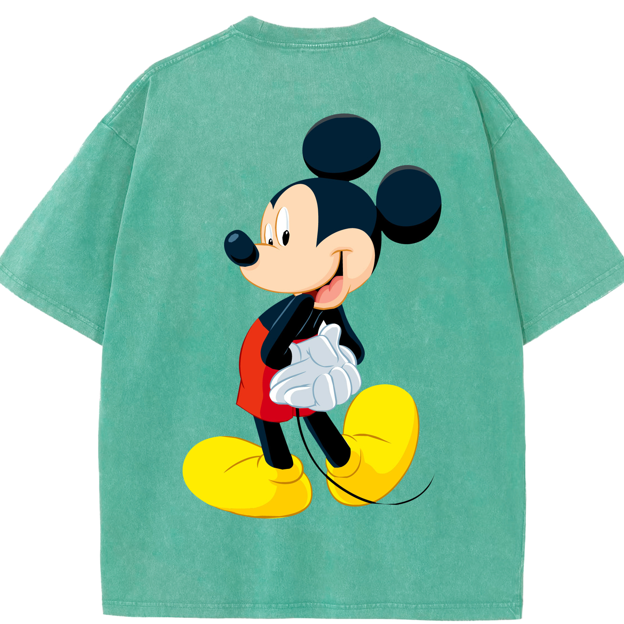 （画像用） ミッキーマウス Mickey Mouse 綿100% ヴィンテージ風 半袖Tシャツ（背面プリント）
